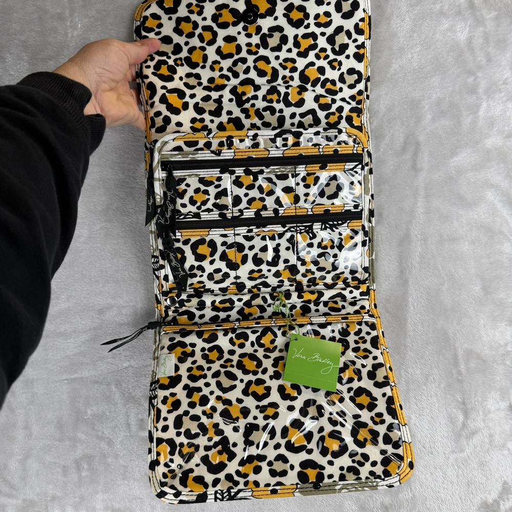 Vera Bradley Hanging Travel Organizer Quilted‎ Floral Leopard Yellow Black White - Picture 2 of 8